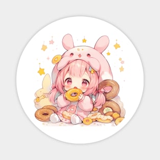 chibi girl and rabbit Magnet